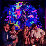 Tapiz alishomtll luz negra astronauta seta fluorescente botánico Hogar - Accesorios y Decoración Naty Shop