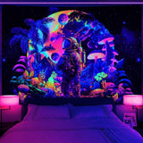 Tapiz alishomtll luz negra astronauta seta fluorescente botánico Hogar - Accesorios y Decoraciones Naty Shop Multi 210L X 150B Cm