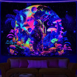 Tapiz alishomtll luz negra astronauta seta fluorescente botánico Hogar - Accesorios y Decoración Naty Shop