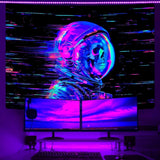 Tapiz alishomtll calavera fluorescente astronauta luz negra Hogar - Accesorios y Decoración Naty Shop