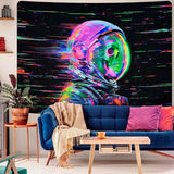 Tapiz alishomtll calavera fluorescente astronauta luz negra Hogar - Accesorios y Decoración Naty Shop