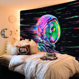 Tapiz alishomtll calavera fluorescente astronauta luz negra Hogar - Accesorios y Decoración Naty Shop