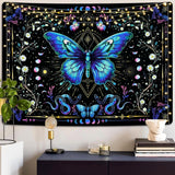 Tapiz alishomtll mariposa fase lunar floral margarita negro Hogar - Accesorios y Decoración Naty Shop