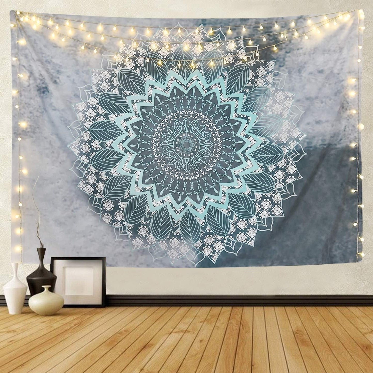 Tapiz alishomtll mandala indio yoga hippie tela Hogar - Accesorios y Decoración Naty Shop 1 mandala (gris+azul) 235L X 235B Cm