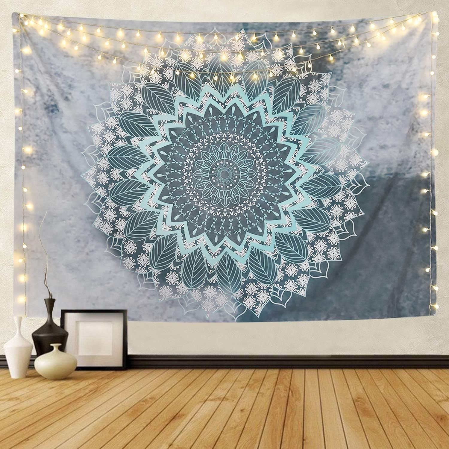 Tapiz alishomtll mandala indio yoga hippie tela Hogar - Accesorios y Decoración Naty Shop 1 mandala (gris+azul) 235L X 235B Cm