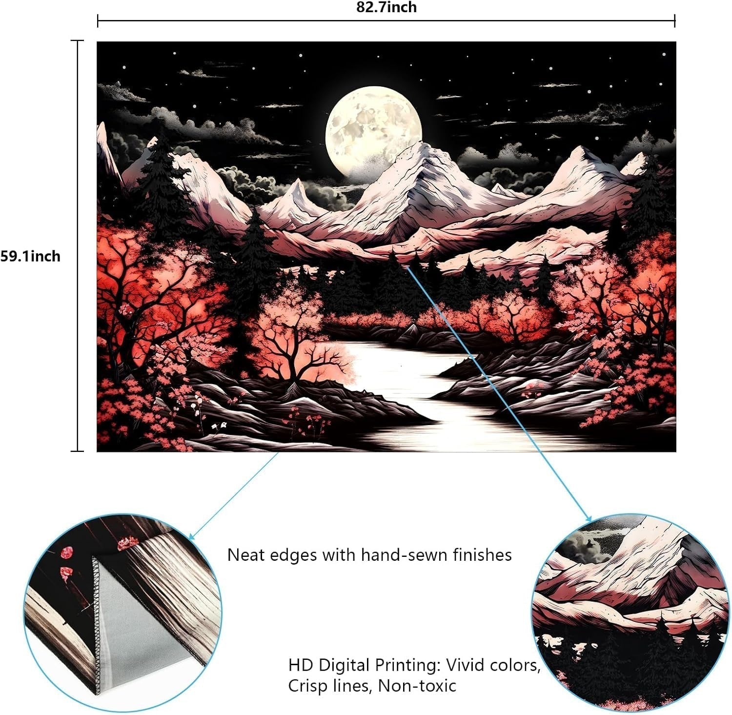 Tapiz alishomtll escena de montaña luna bosque montañas Hogar - Accesorios y Decoración Naty Shop