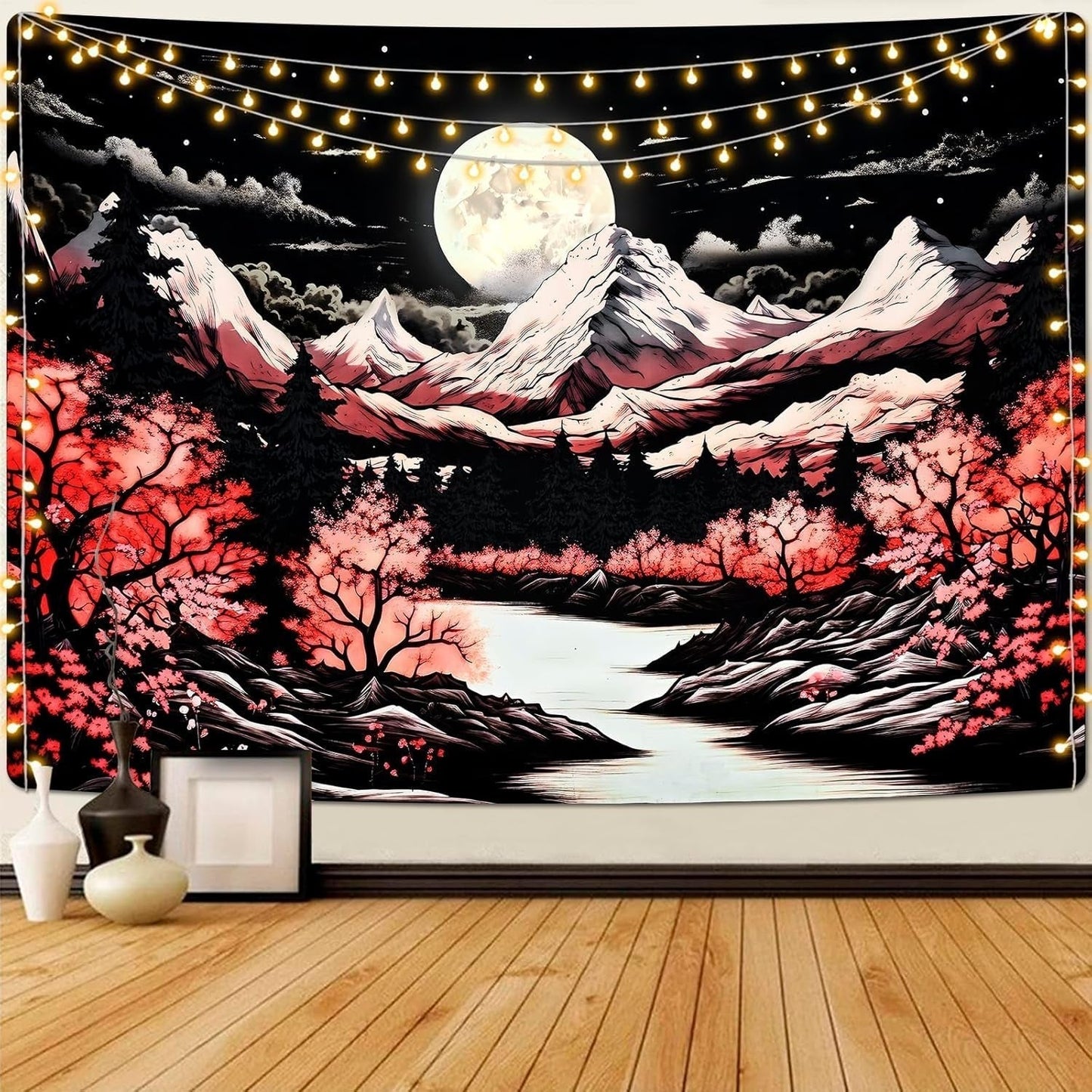 Tapiz alishomtll escena de montaña luna bosque montañas Hogar - Accesorios y Decoraciones Naty Shop Multi 210L X 150B Cm