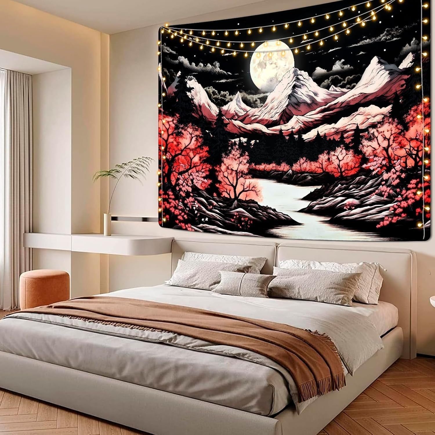 Tapiz alishomtll escena de montaña luna bosque montañas Hogar - Accesorios y Decoración Naty Shop