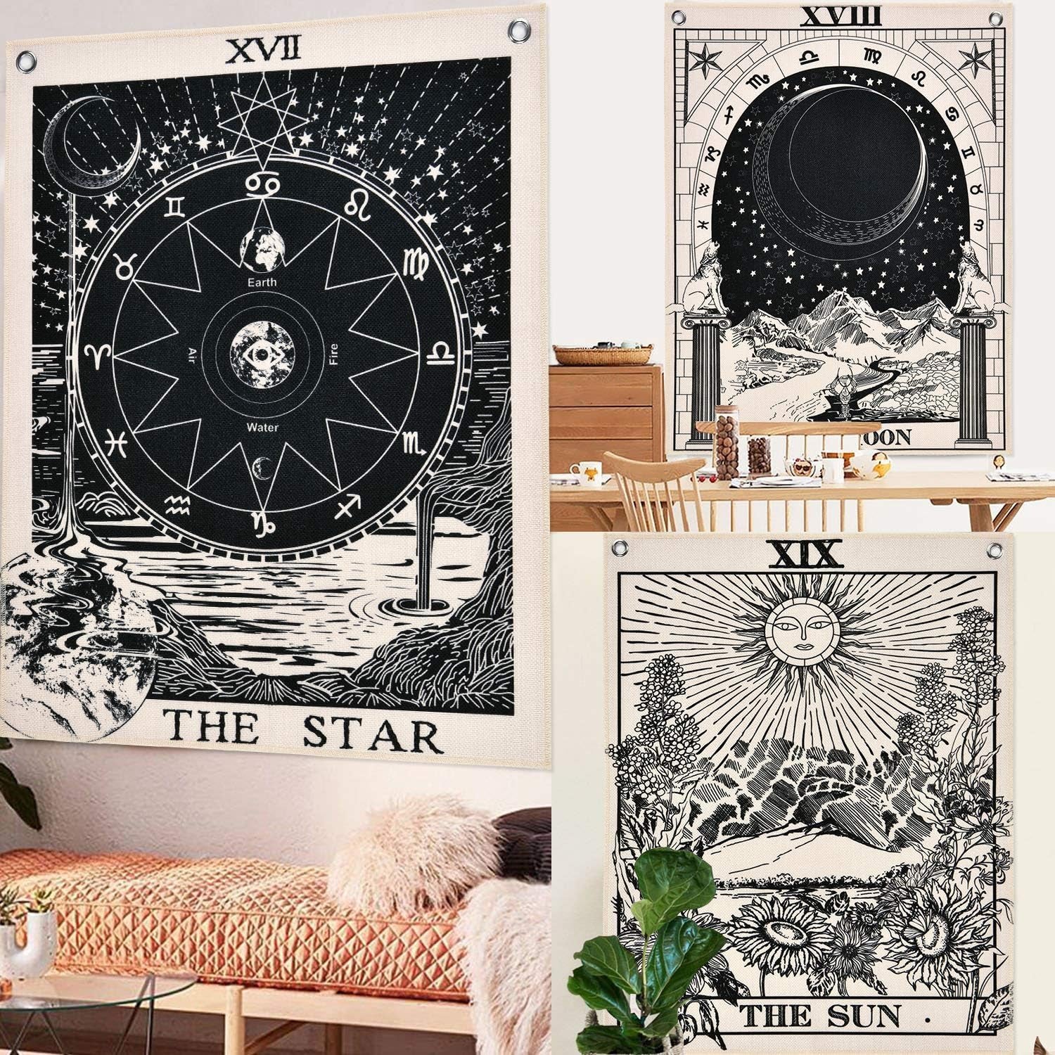 Tapiz alishomtll tarot set sol luna estrellas Hogar - Accesorios y Decoración Naty Shop