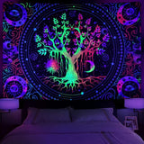 Tapiz alishomtll arbol vida fluorescente sol y luna Hogar - Accesorios y Decoraciones Naty Shop Multi 210L X 150B Cm