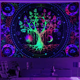 Tapiz alishomtll árbol vida fluorescente sol y luna Hogar - Accesorios y Decoración Naty Shop