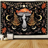 Tapiz alishomtll vintage hongo luna hoja de arce botánico Hogar - Accesorios y Decoraciones Naty Shop Multi 150L X 130B Cm