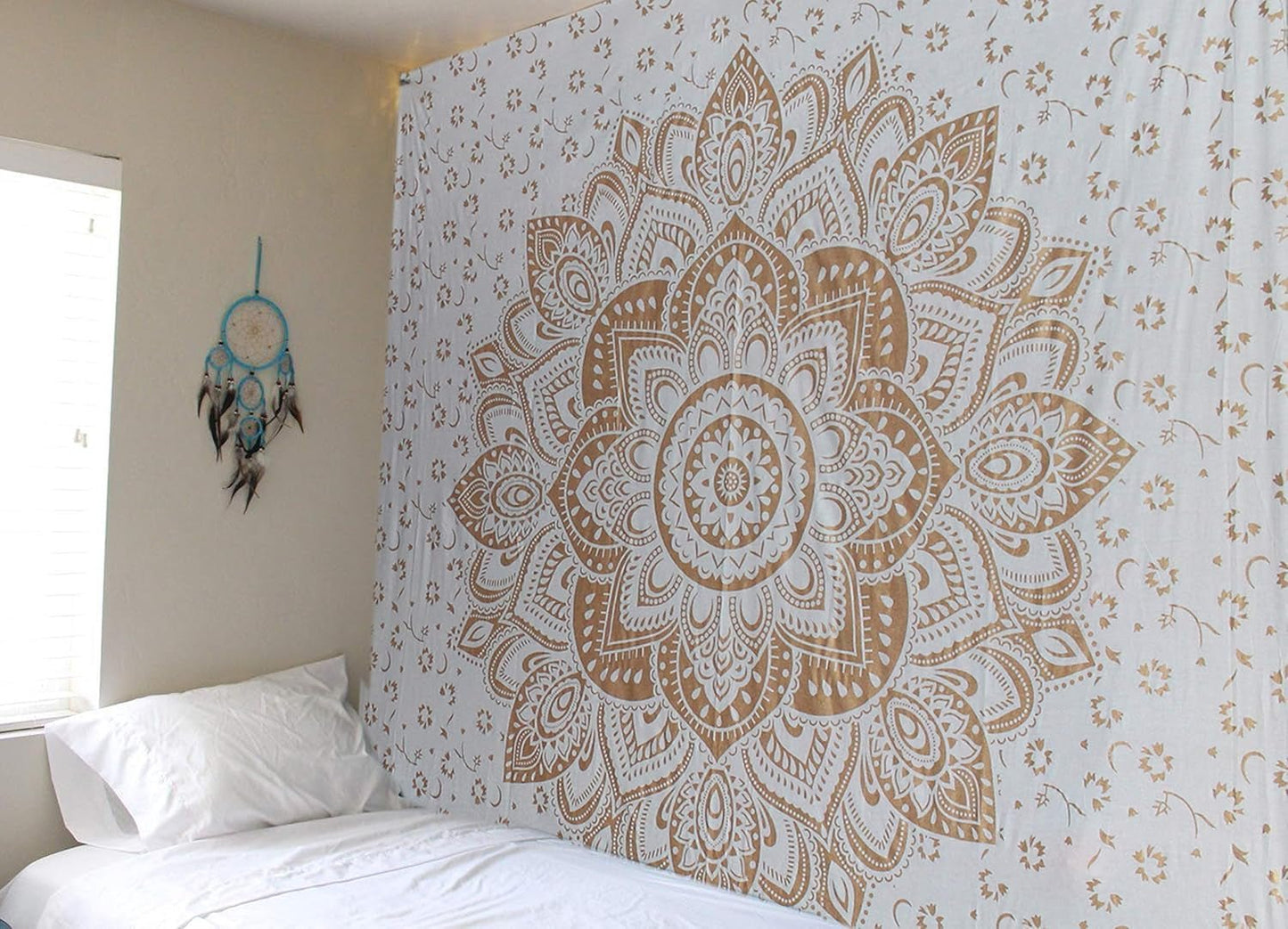 Tapiz mandala dorado metálico manta de playa de algodón indio Casa - Accesorios y Decoraciones Naty Shop