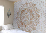 Tapiz mandala dorado metálico manta de playa de algodón indio Casa - Accesorios y Decoraciones Naty Shop