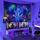 Tapiz betylfoy luz negra astronauta plantas reactivas medusas Hogar - Accesorios y Decoración Naty Shop