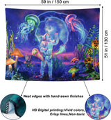 Tapiz betylfoy luz negra astronauta plantas reactivas medusas Hogar - Accesorios y Decoración Naty Shop