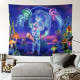 Tapiz betylfoy luz negra astronauta plantas reactivas medusas Hogar - Accesorios y Decoración Naty Shop