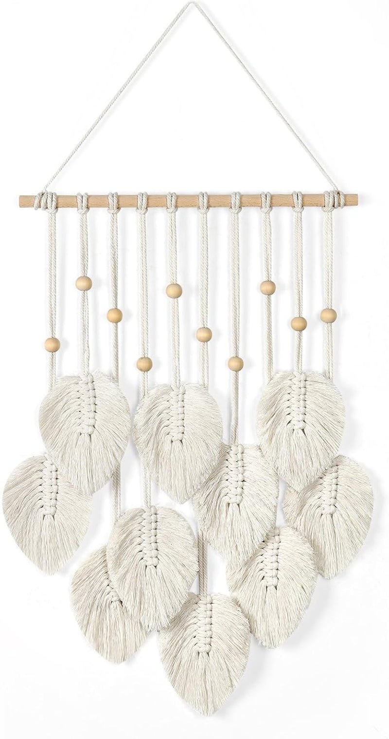 Tapiz betylfoy cuentas de madera hojas verdes Hogar - Accesorios y Decoración Naty Shop Beige