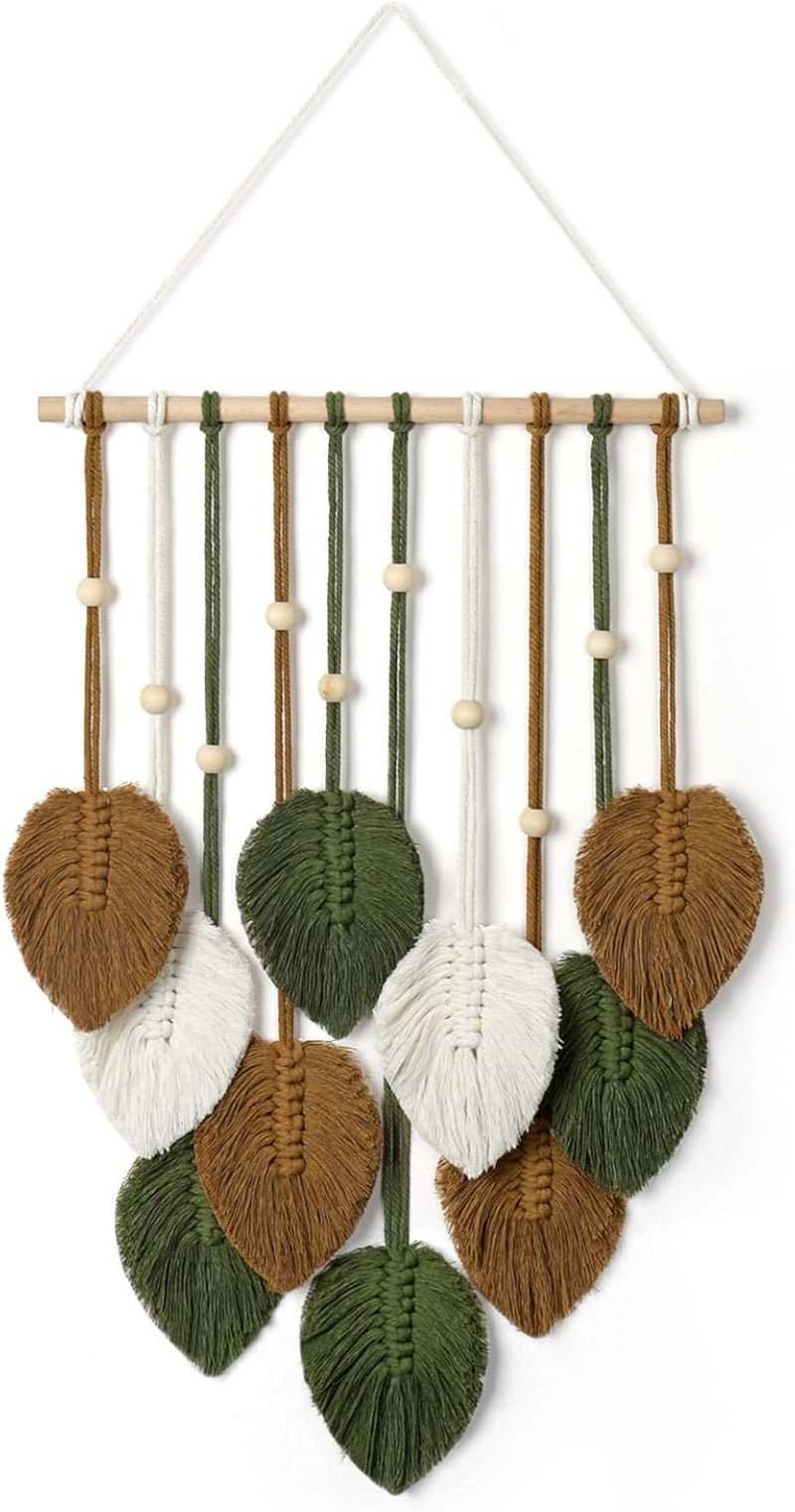 Tapiz betylfoy cuentas de madera hojas verdes Hogar - Accesorios y Decoración Naty Shop Verde oscuro
