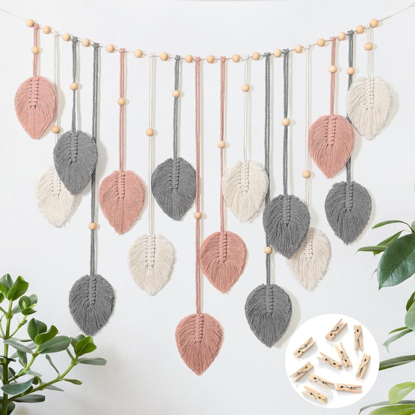 Tapiz betylfoy para colgar en la pared hoja grande deco Hogar - Accesorios y Decoración Naty Shop Rosa