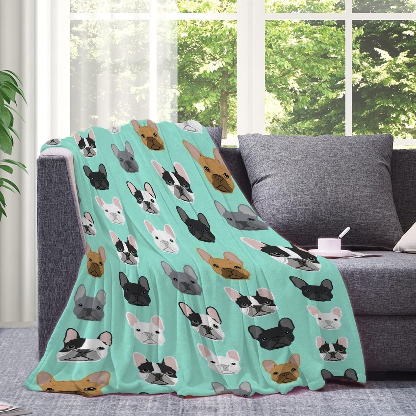 Tapiz de bulldog francés con motivo estampado delante de la casa - Accesorios y Decoración Naty Shop