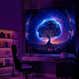 Tapiz árbol luz negra estética espacial Hogar - Accesorios y Decoración Naty Shop