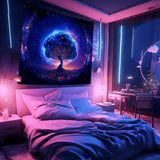 Tapiz árbol luz negra estética espacial Hogar - Accesorios y Decoración Naty Shop