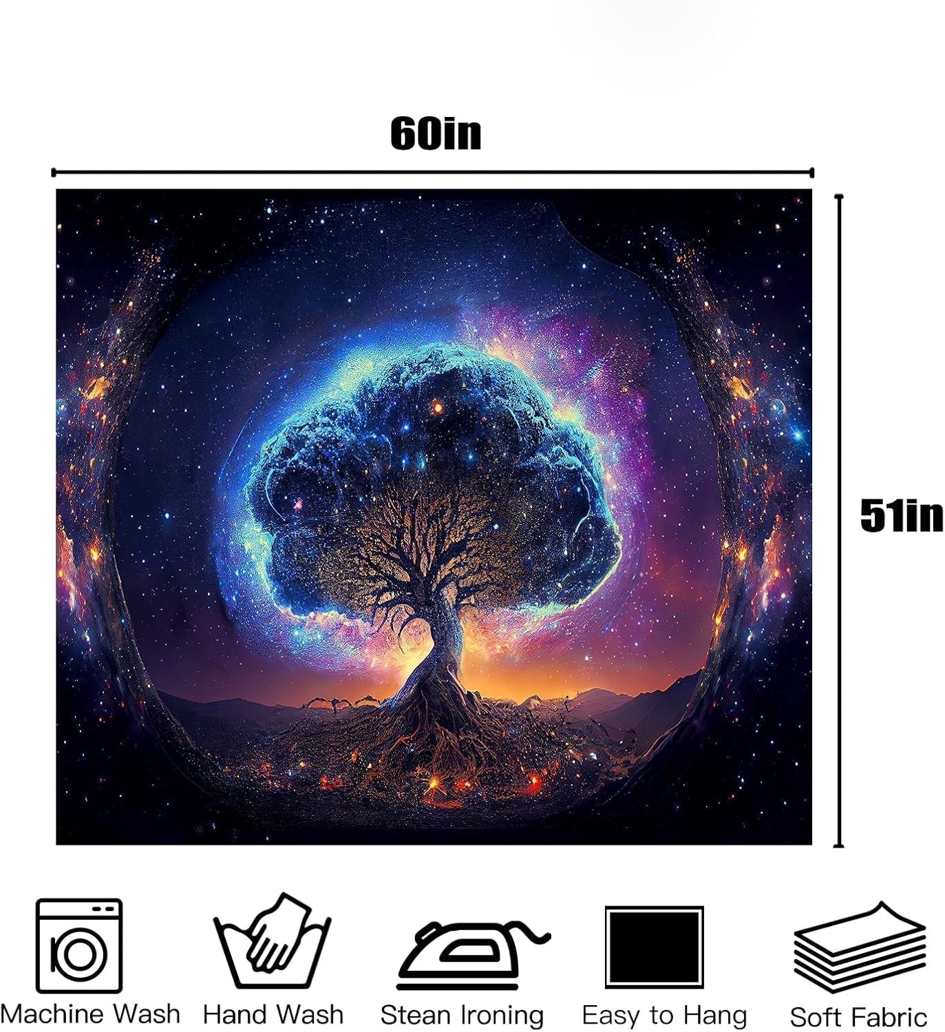 Tapiz árbol luz negra estética espacial Hogar - Accesorios y Decoración Naty Shop