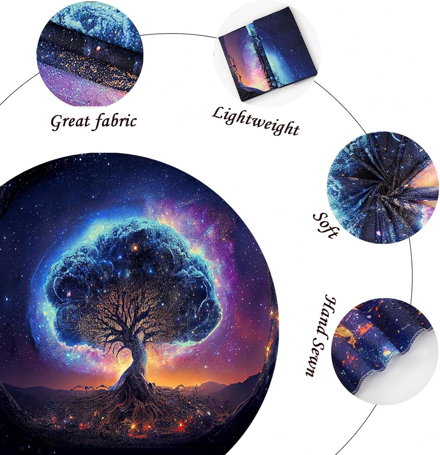 Tapiz árbol luz negra estética espacial Hogar - Accesorios y Decoración Naty Shop