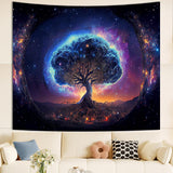 Tapiz árbol luz negra estética espacial Hogar - Accesorios y Decoración Naty Shop