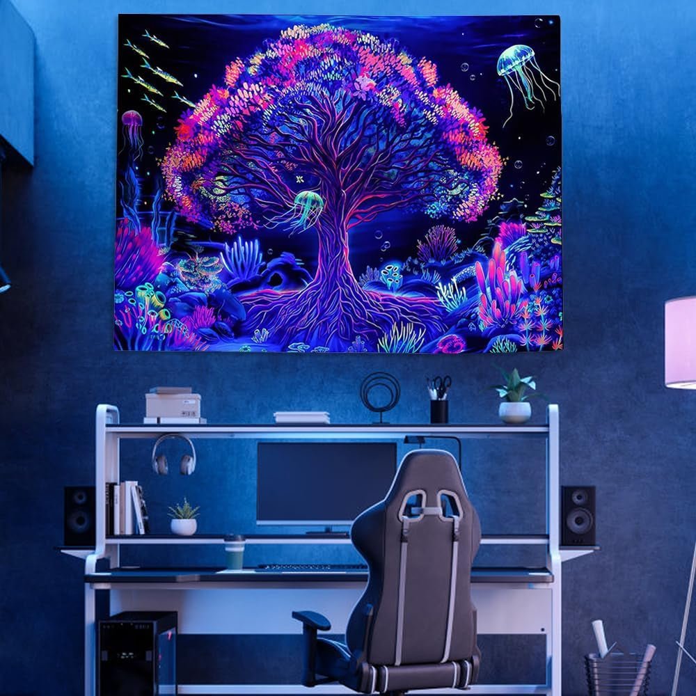 Tapiz árbol de la vida mandala fluorescente Hogar - Accesorios y Decoración Naty Shop