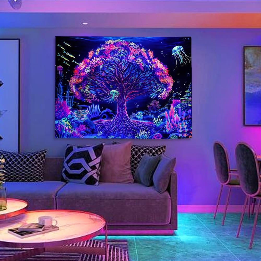 Tapiz árbol de la vida mandala fluorescente Hogar - Accesorios y Decoración Naty Shop