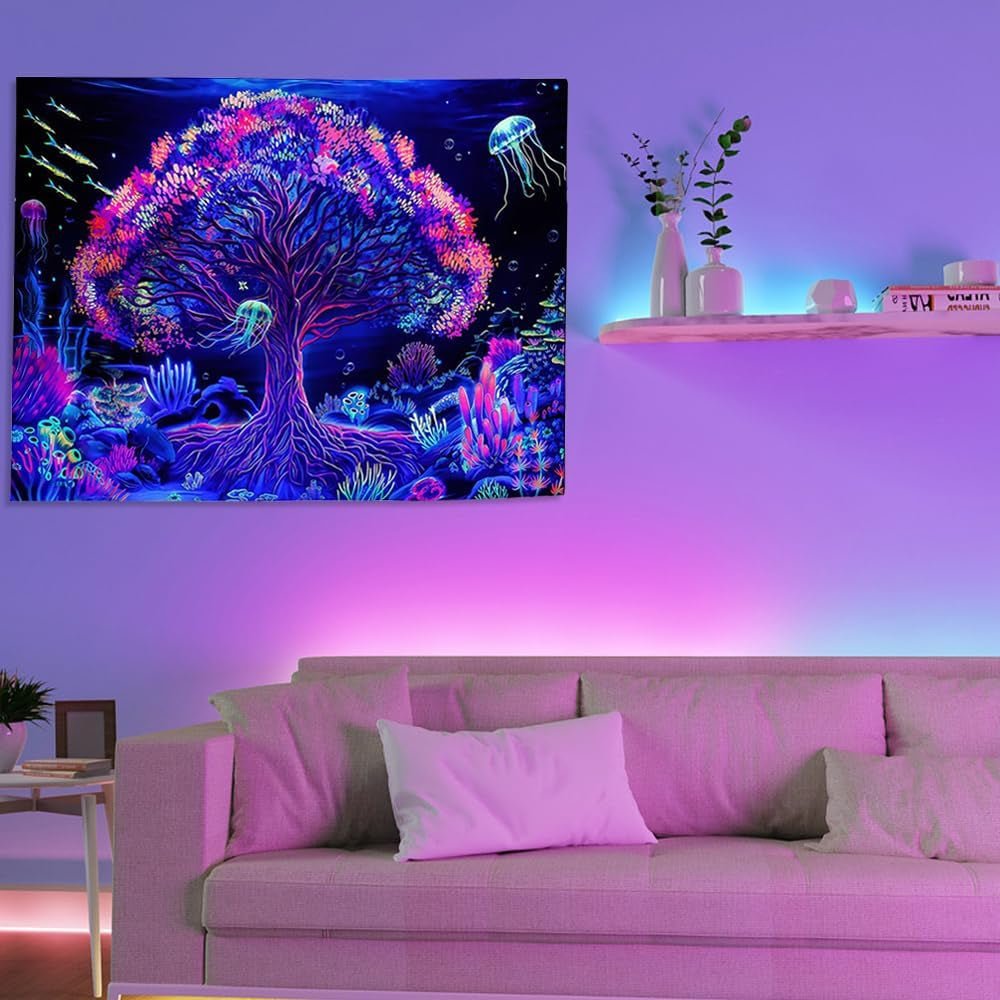Tapiz árbol de la vida mandala fluorescente Hogar - Accesorios y Decoración Naty Shop