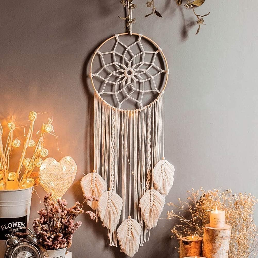 Tapiz deco atrapasueños tejido blanco decoración pared Hogar - Accesorios y Decoración Naty Shop Atrapasueños mandala