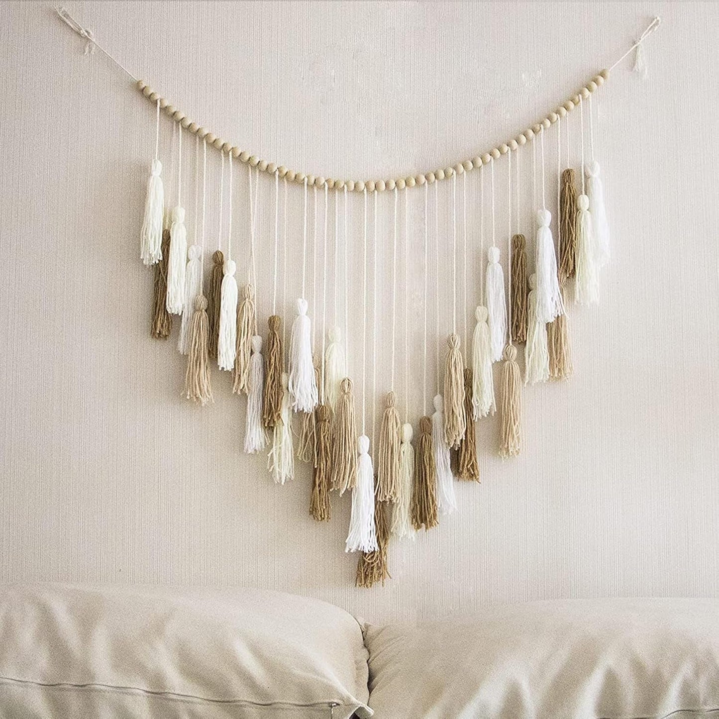 Tapiz deco colgante tejido pastoral madera cuentas Hogar - Accesorios y Decoración Naty Shop
