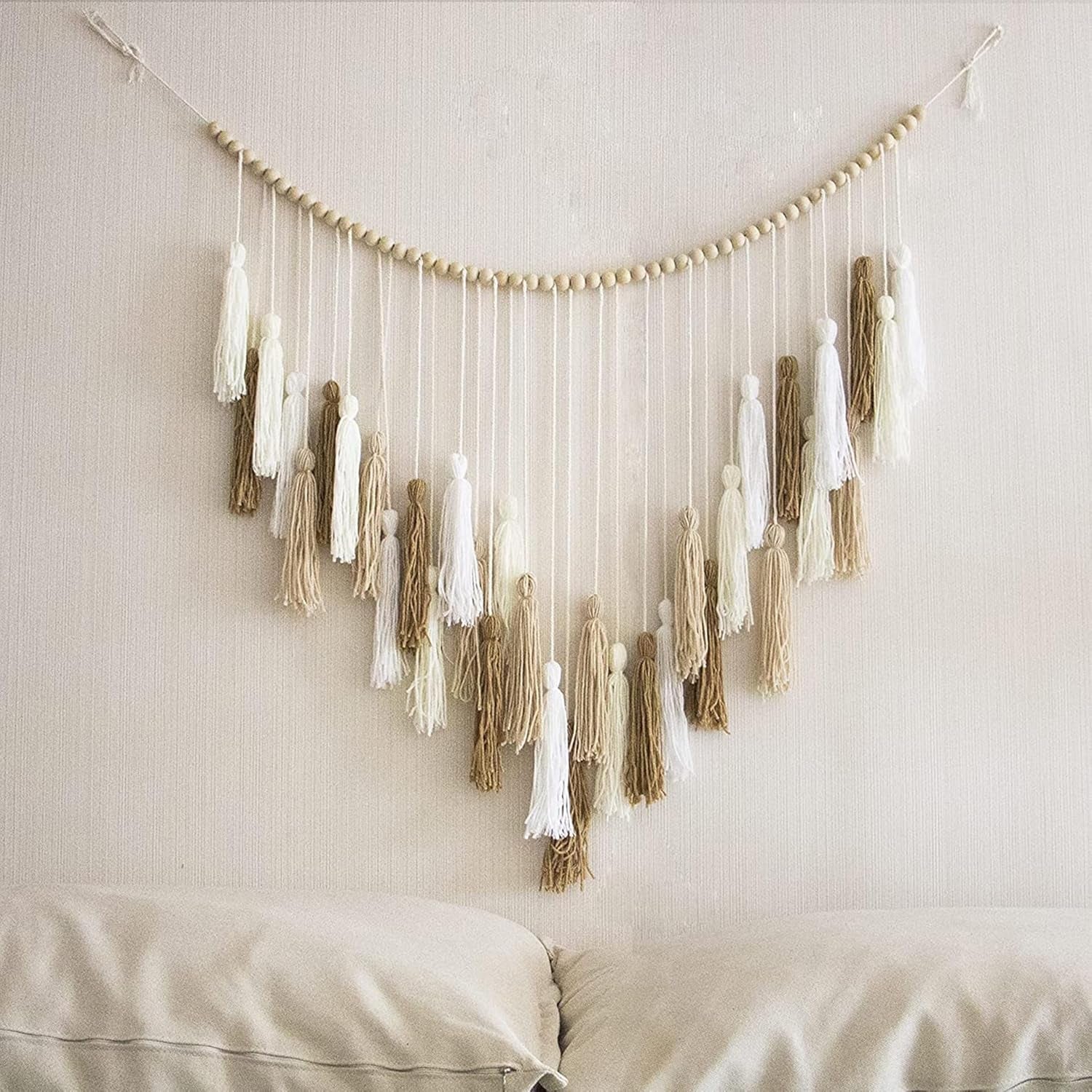 Tapiz deco colgante tejido pastoral madera cuentas Hogar - Accesorios y Decoración Naty Shop