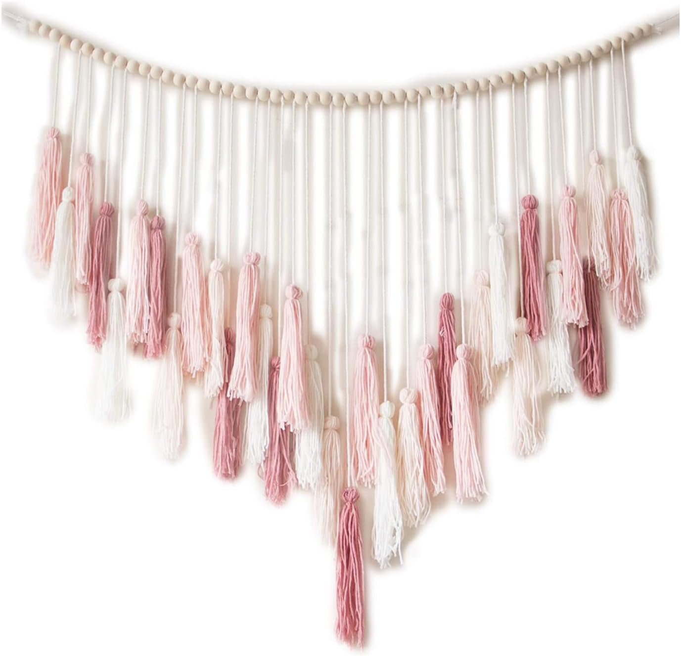 Tapiz deco colgante tejido pastoral madera cuentas Hogar - Accesorios y Decoración Naty Shop Rosa