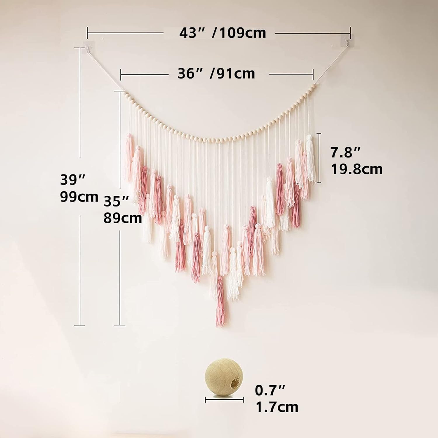 Tapiz deco colgante tejido pastoral madera cuentas Hogar - Accesorios y Decoración Naty Shop