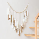 Tapiz deco colgante tejido pastoral madera cuentas Hogar - Accesorios y Decoración Naty Shop