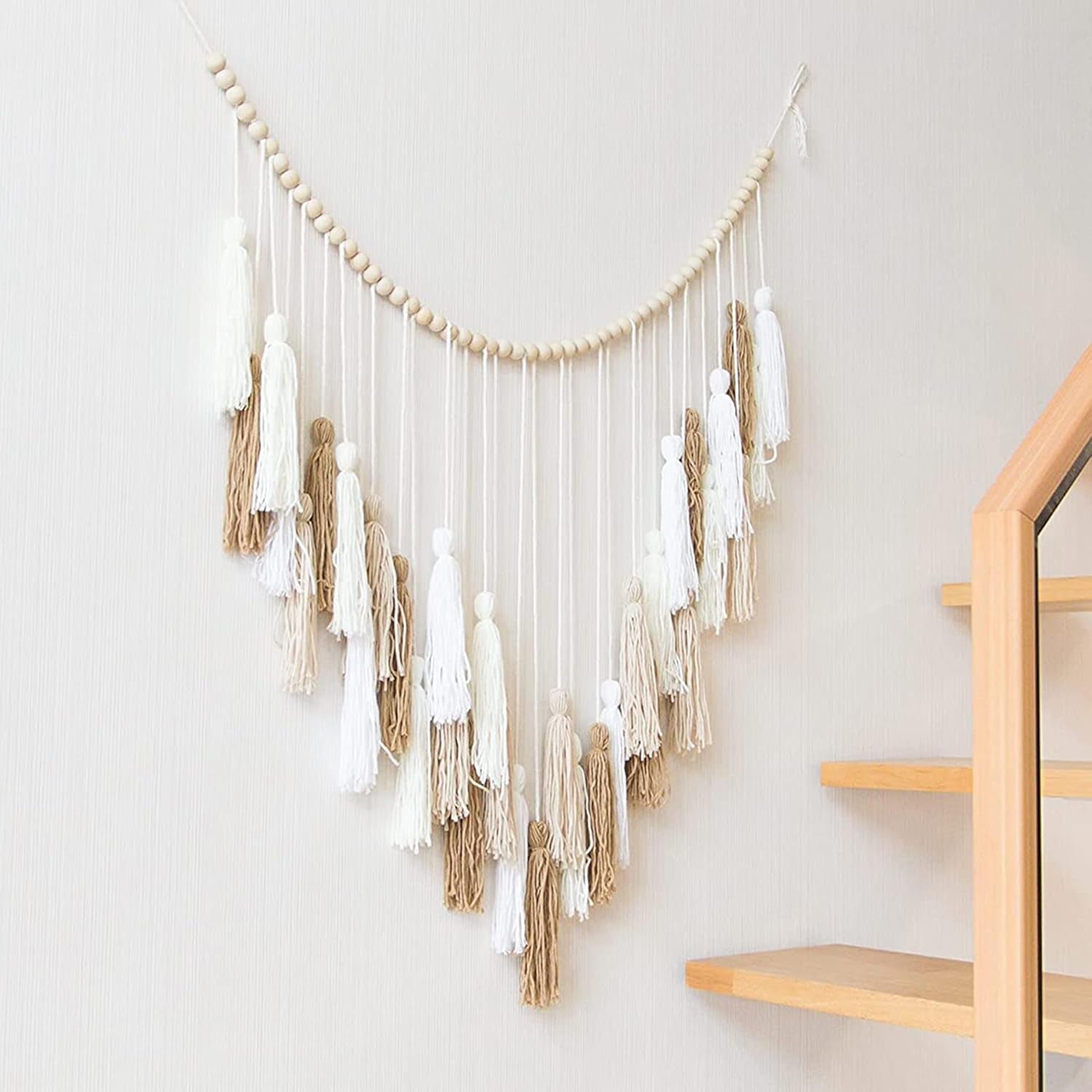 Tapiz deco colgante tejido pastoral madera cuentas Hogar - Accesorios y Decoración Naty Shop