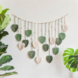 Gran decoración tapiz tejido cuentas madera hojas Hogar - Accesorios y Decoraciones Naty Shop Default Title