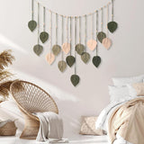 Tapiz decoración cuentas de madera diseño hojas Hogar - Accesorios y Decoración Naty Shop