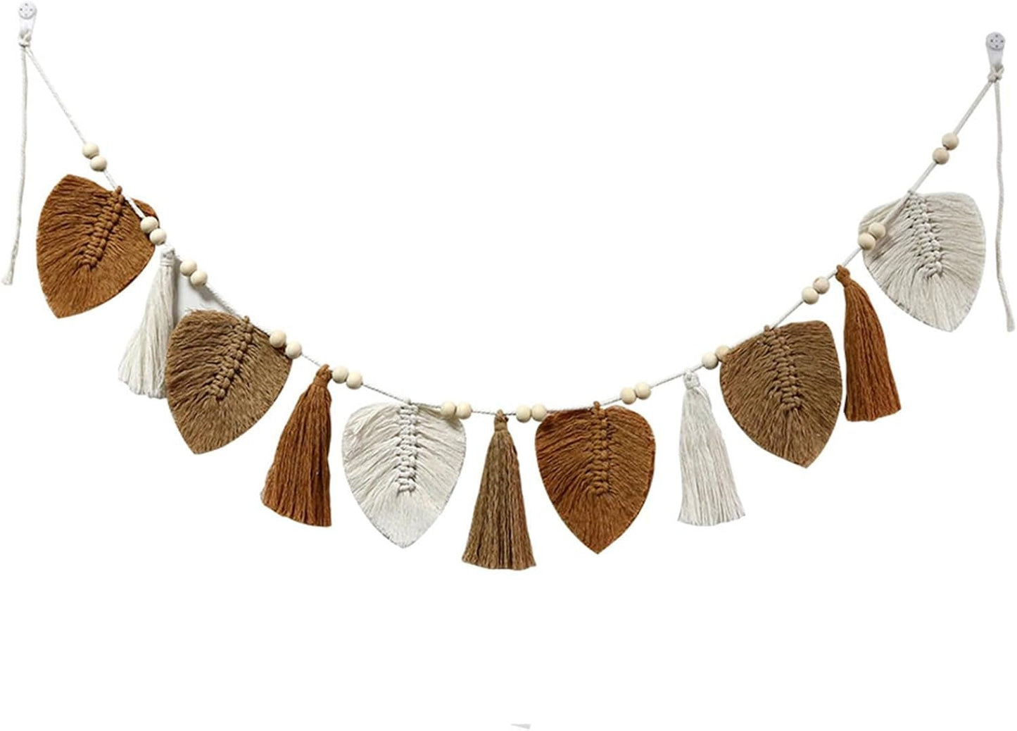 Tapiz decorativo tejido hojas flecos chic Hogar - Complementos y Decoración Naty Shop Caqui