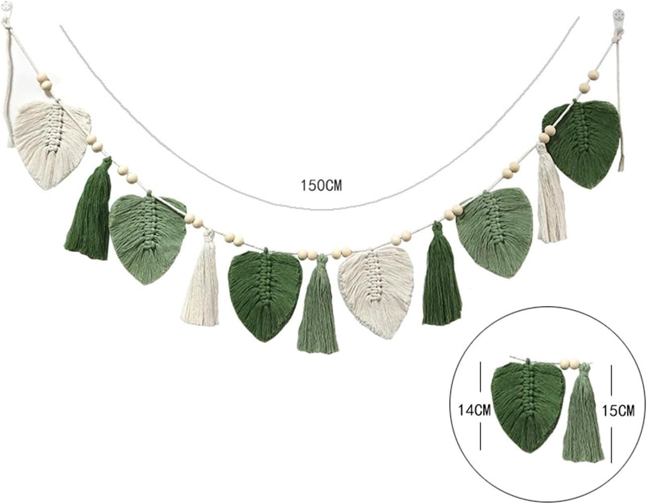 Tapiz decorativo tejido hojas flecos chic Hogar - Accesorios y Decoración Naty Shop