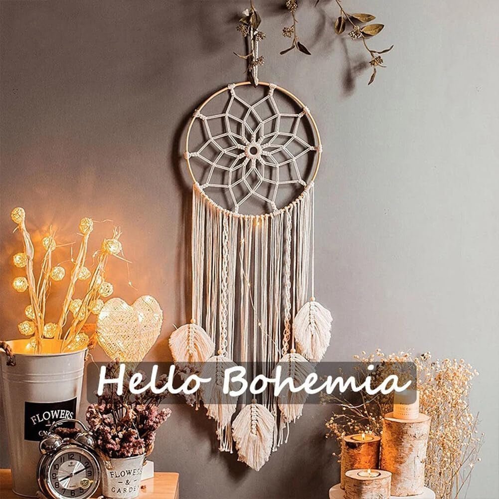 Tapiz atrapasueños blanco grande con borla hecha a mano Casa - Accesorios y Decoraciones Naty Shop