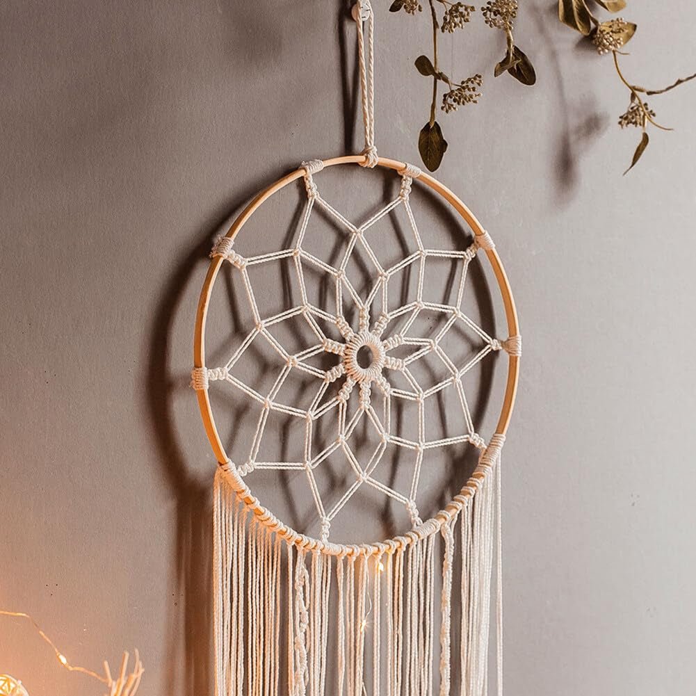 Tapiz atrapasueños blanco grande con borla hecha a mano Casa - Accesorios y Decoraciones Naty Shop