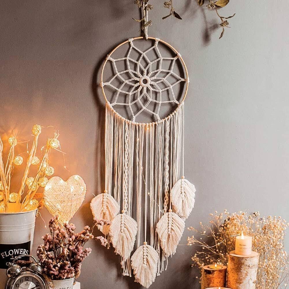 Tapiz atrapasueños blanco grande con borla hecha a mano Casa - Accesorios y Decoraciones Naty Shop 1