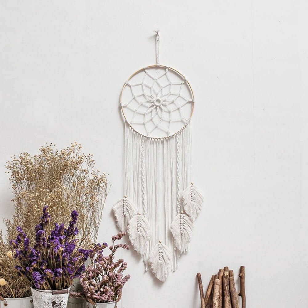 Tapiz atrapasueños blanco grande con borla hecha a mano Casa - Accesorios y Decoraciones Naty Shop