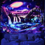 Tapiz dremisland seta luz negra psicodélico galaxia reactiva pared Hogar - Accesorios y Decoración Naty Shop Calea Lactee 150L X 130B Cm