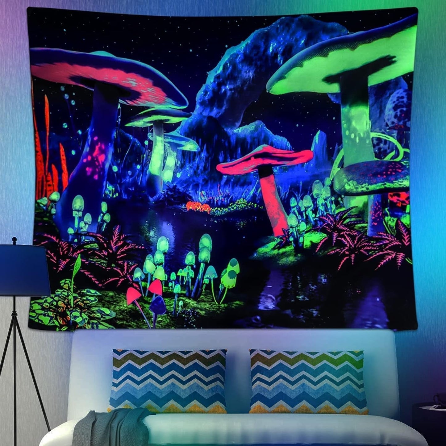Tapiz dremisland seta luz negra psicodélico galaxia reactiva pared Hogar - Accesorios y Decoración Naty Shop
